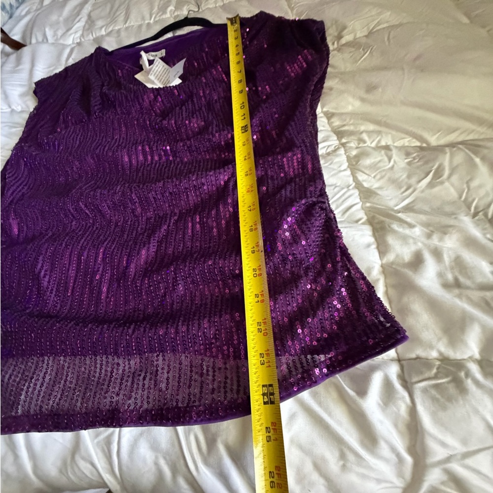 Grace Karin Purple Sequin Cowl Neck Blouse - Picture 5 of 10
